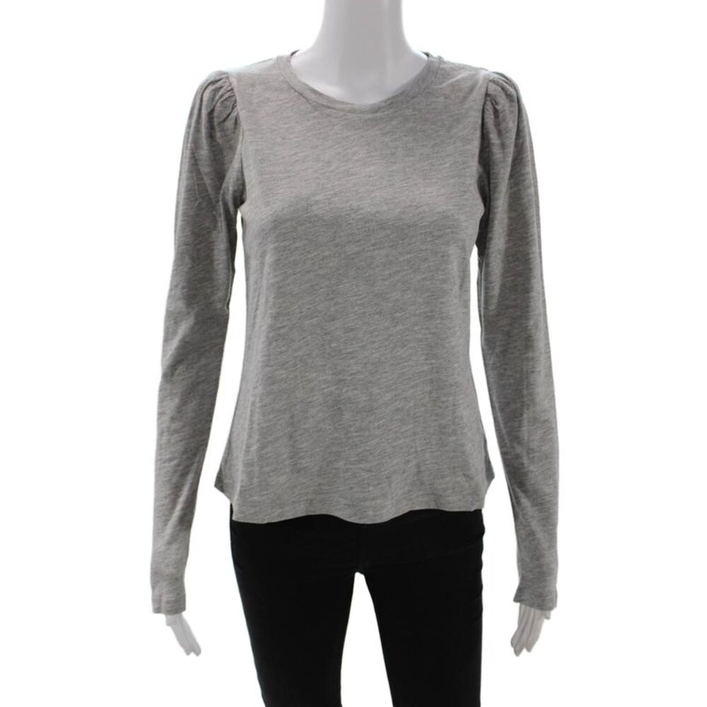 The Westside Women Basic Jersey Gray Cotton Crewneck Long Sleeve T-Shirt Size S